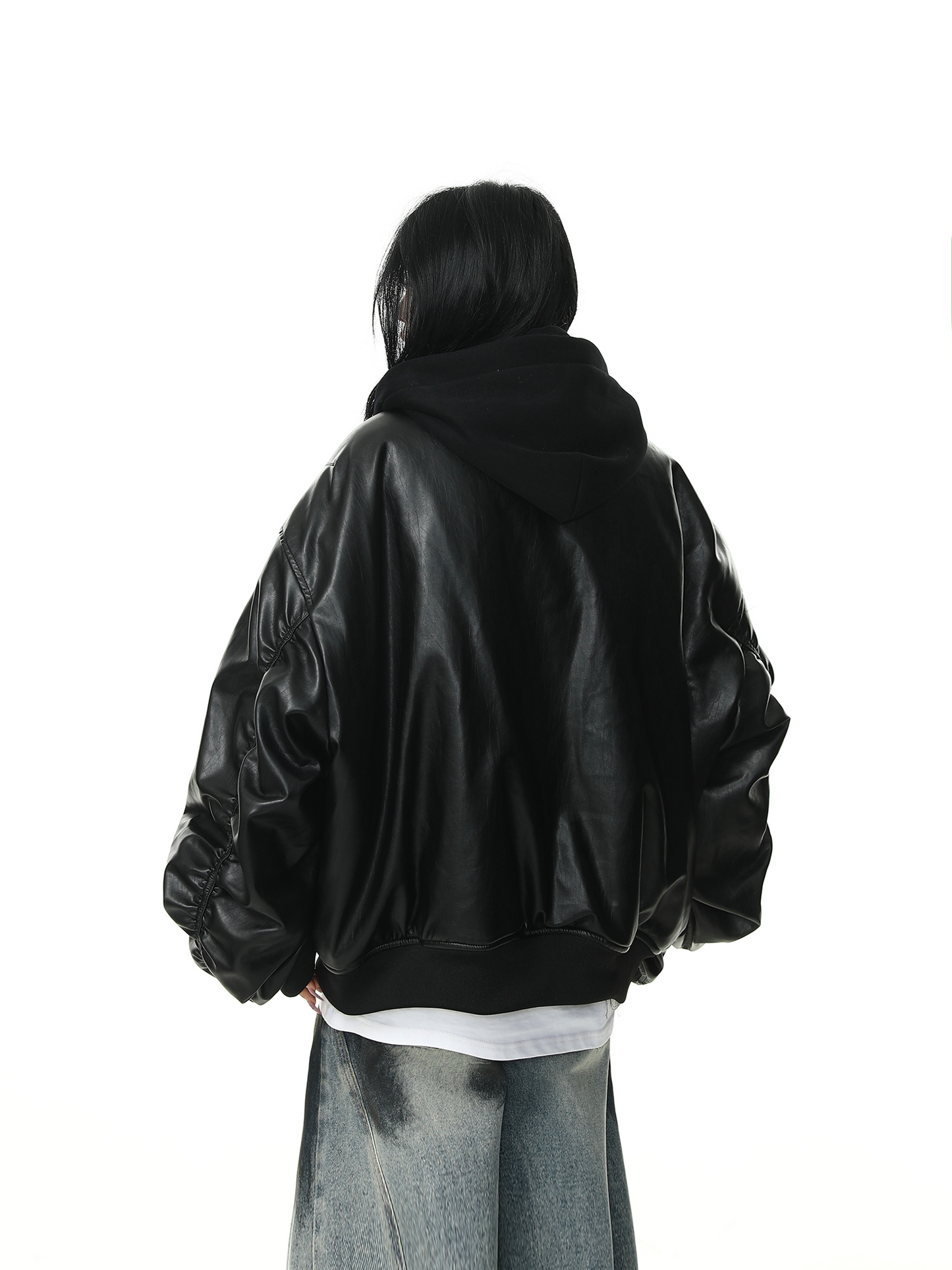 OVERSIZED BLACK LEATHER JACKET MNW1970