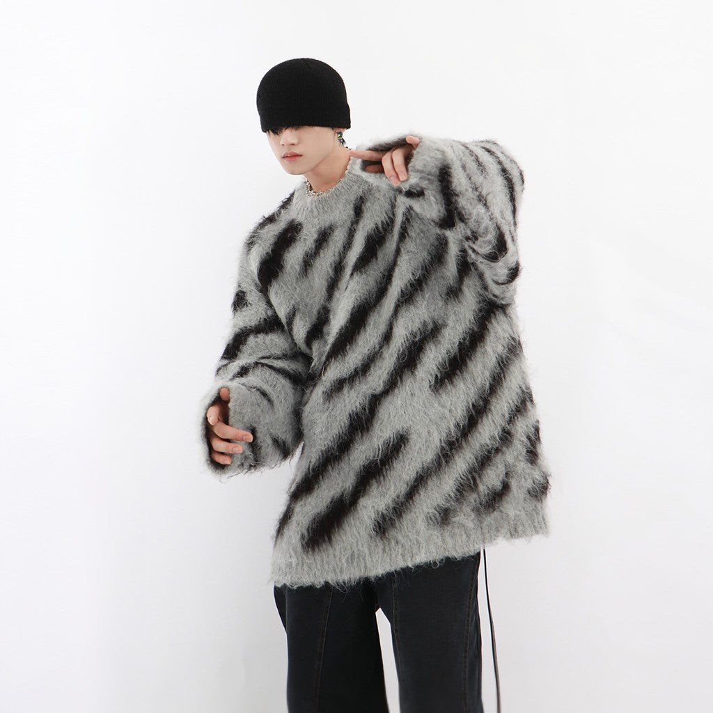 MOHAIR LOOSE ZEBRA SWEATER M002 – MONONOW