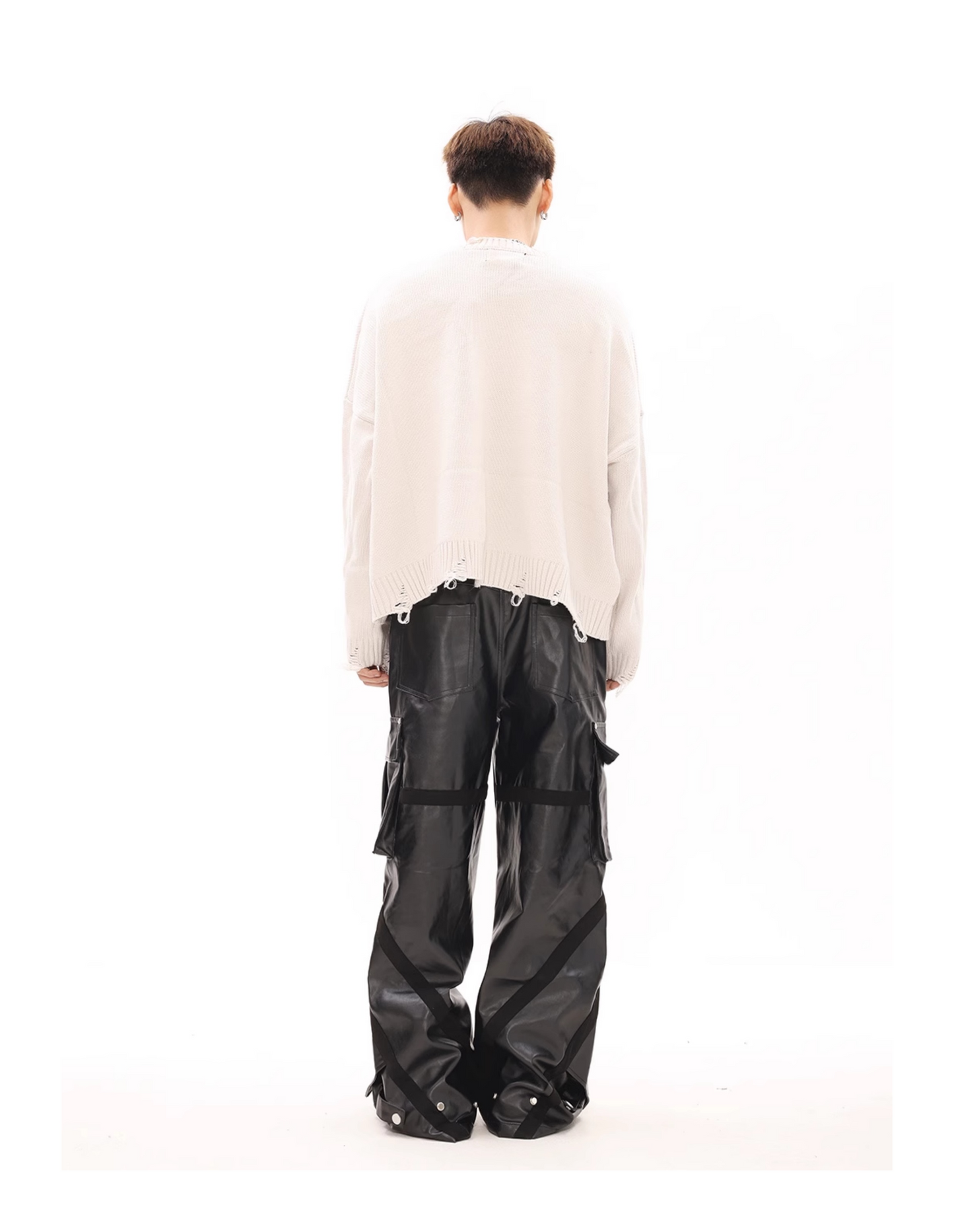 MULTI-POCKET LEATHER WIDE PANTS MNW1944
