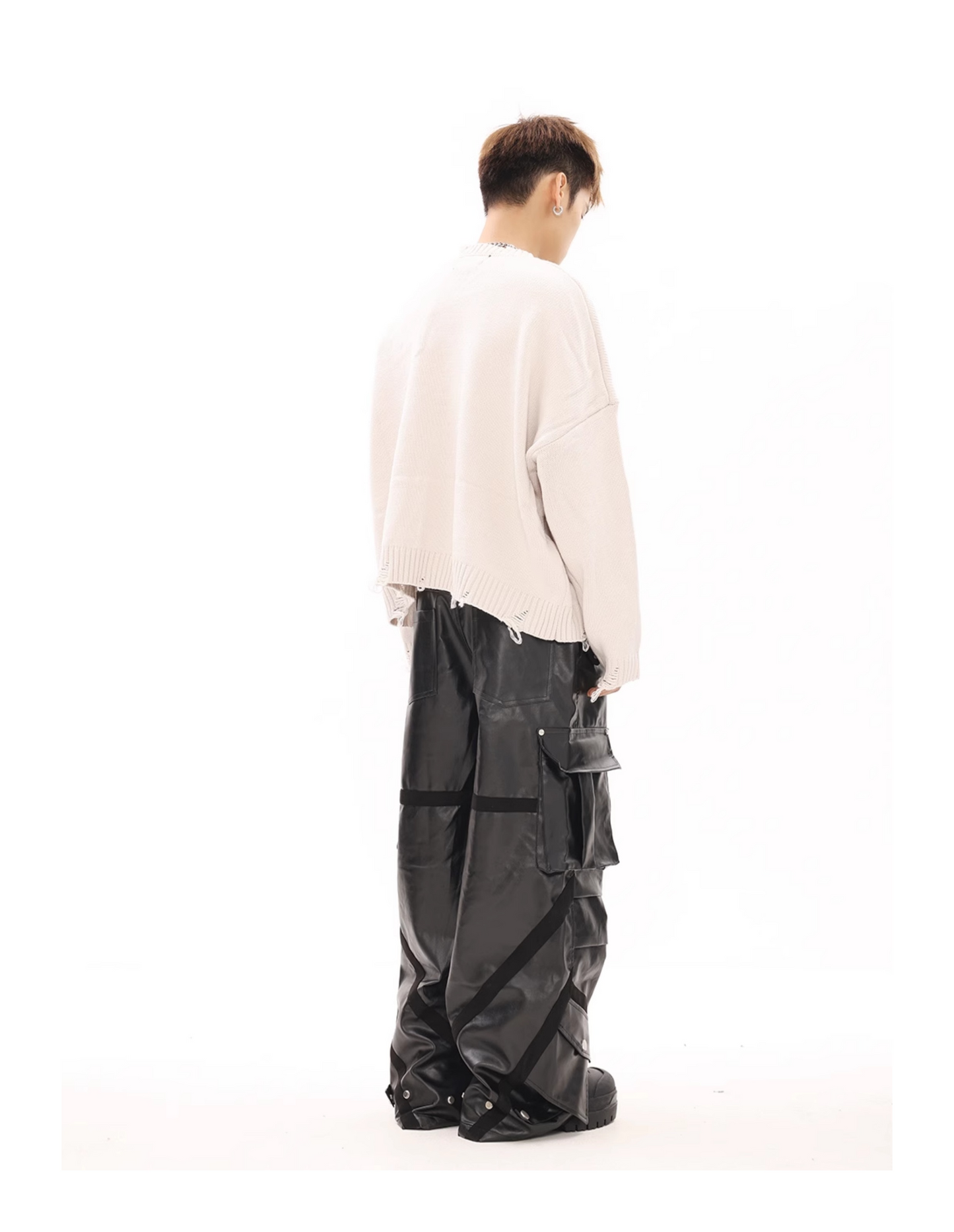 MULTI-POCKET LEATHER WIDE PANTS MNW1944