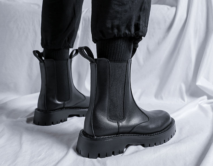 LEATHER HIGH TOP PLATFORM CHELSEA BOOTS MNW1946