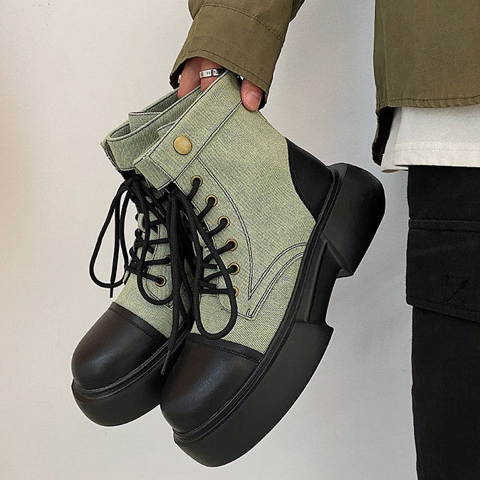 BACK ZIP LACE UP BOOTS MNW1246
