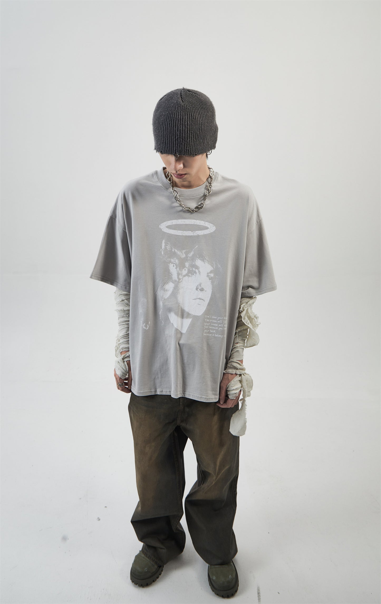 PRINTED SLOGAN T-SHIRT MNW1815