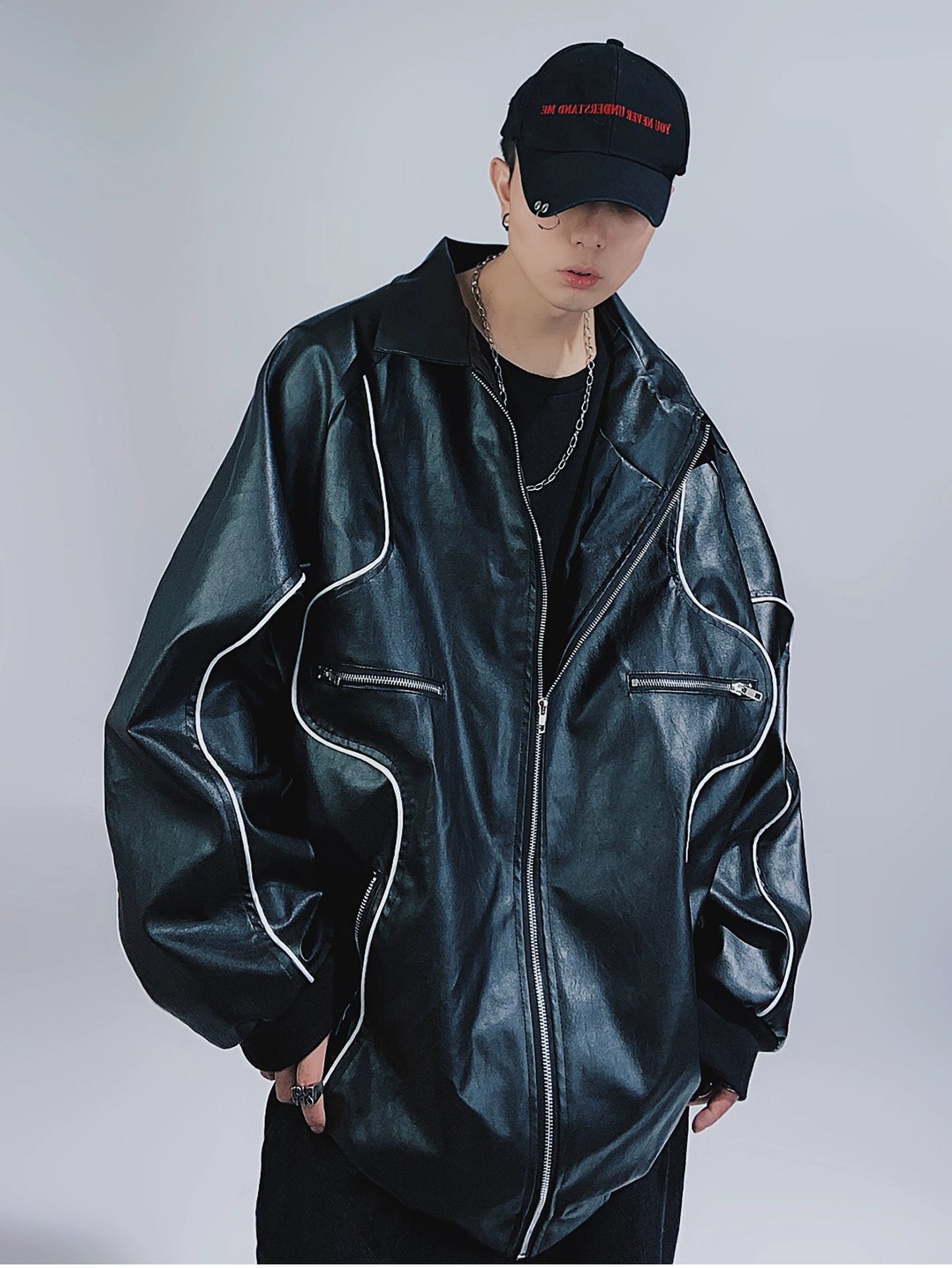 OVERSIZED EDGE LEATHER JACKET MNW2004