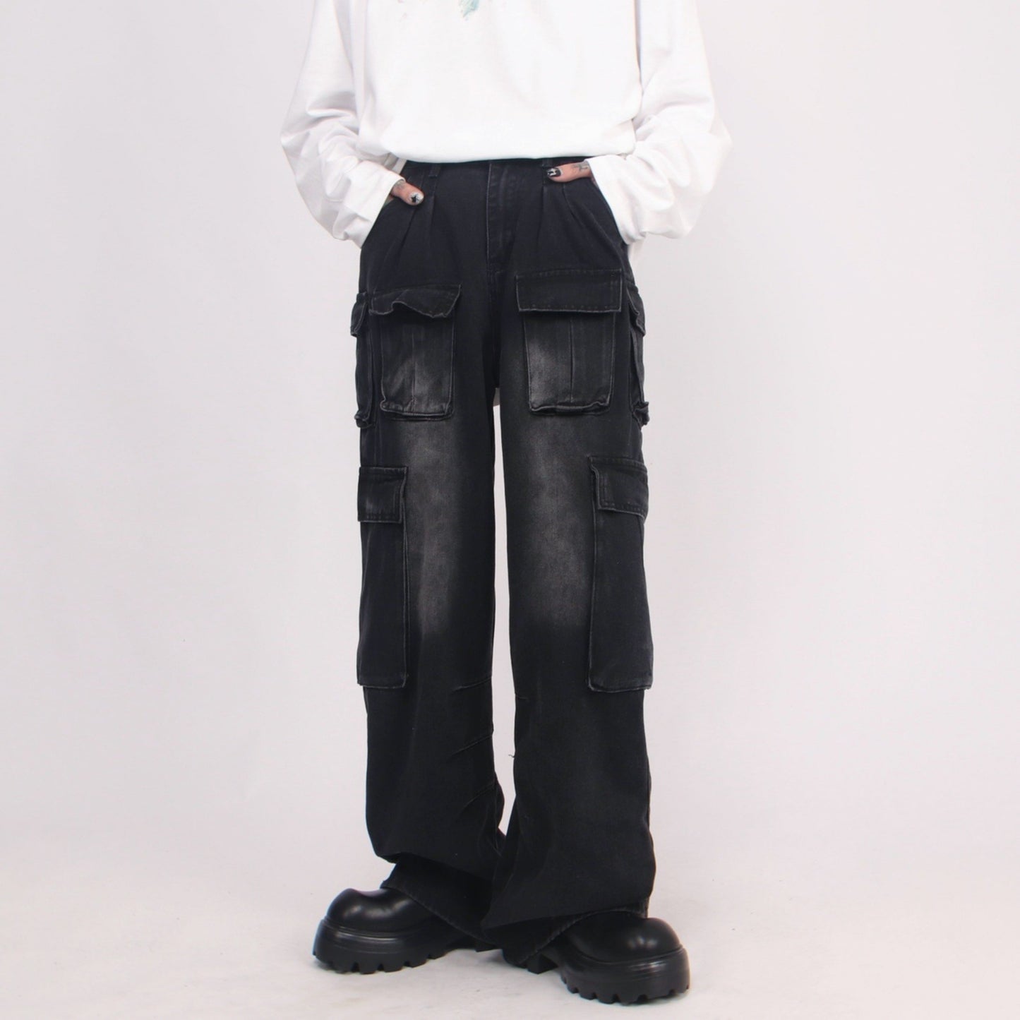 FADED DENIM CARGO MNW1174