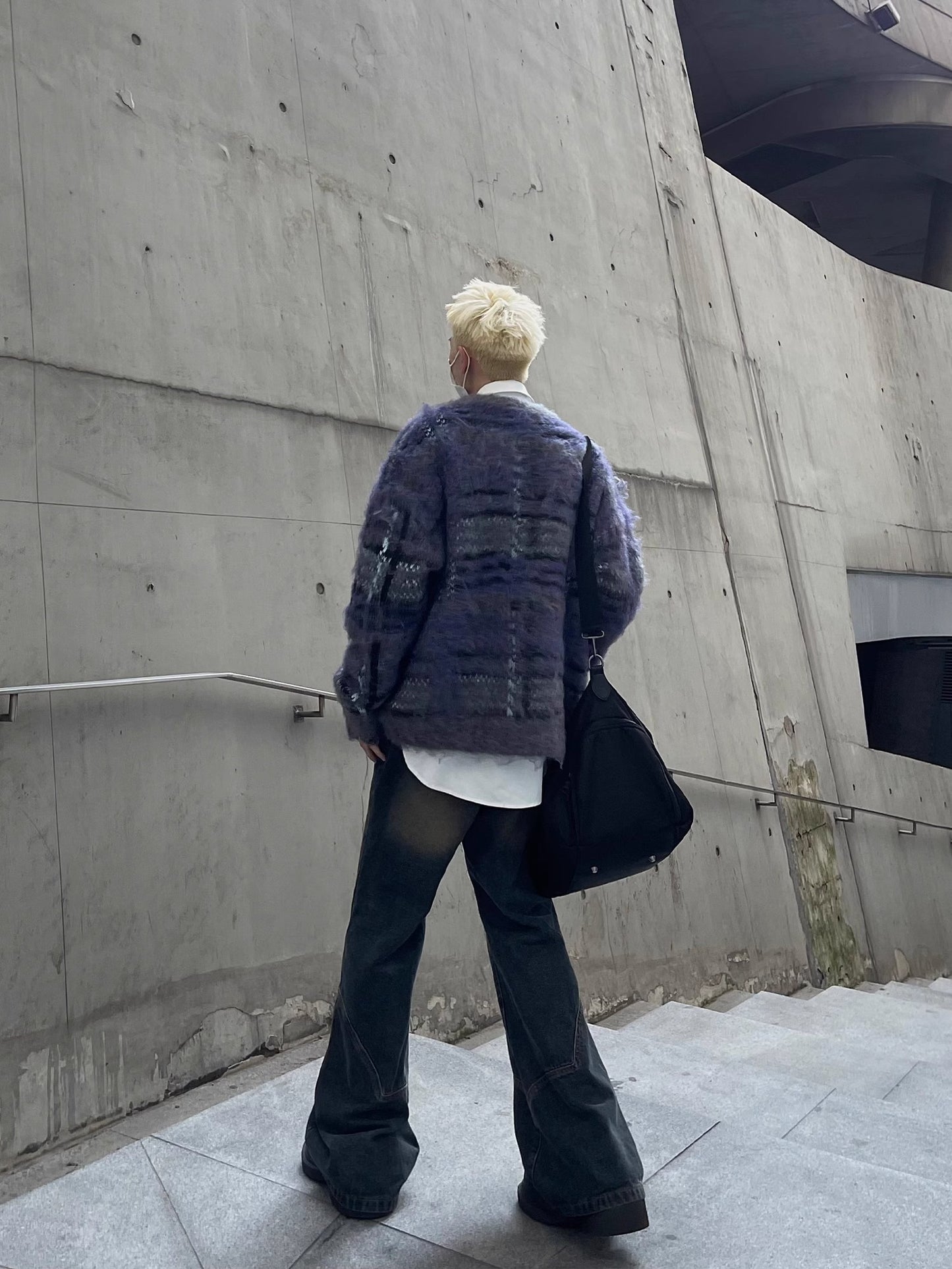 IRREGULAR CHECK CARDIGAN MNW1145