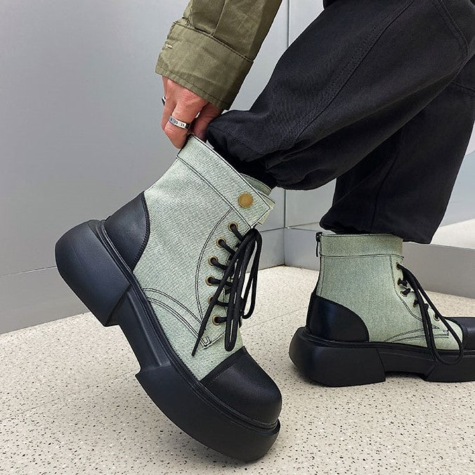 BACK ZIP LACE UP BOOTS MNW1246