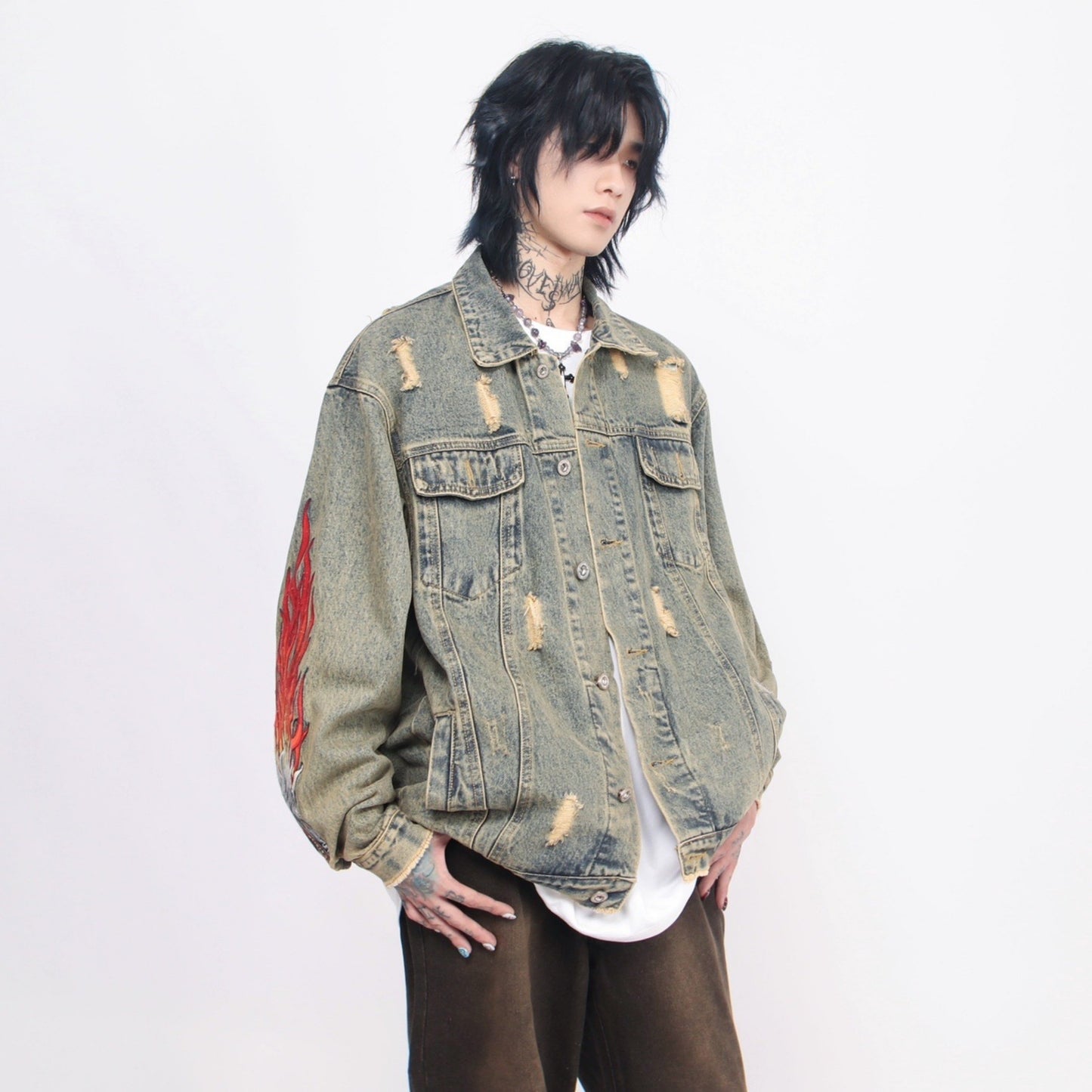 FLAME DRAGON DENIM JACKET MNW1194