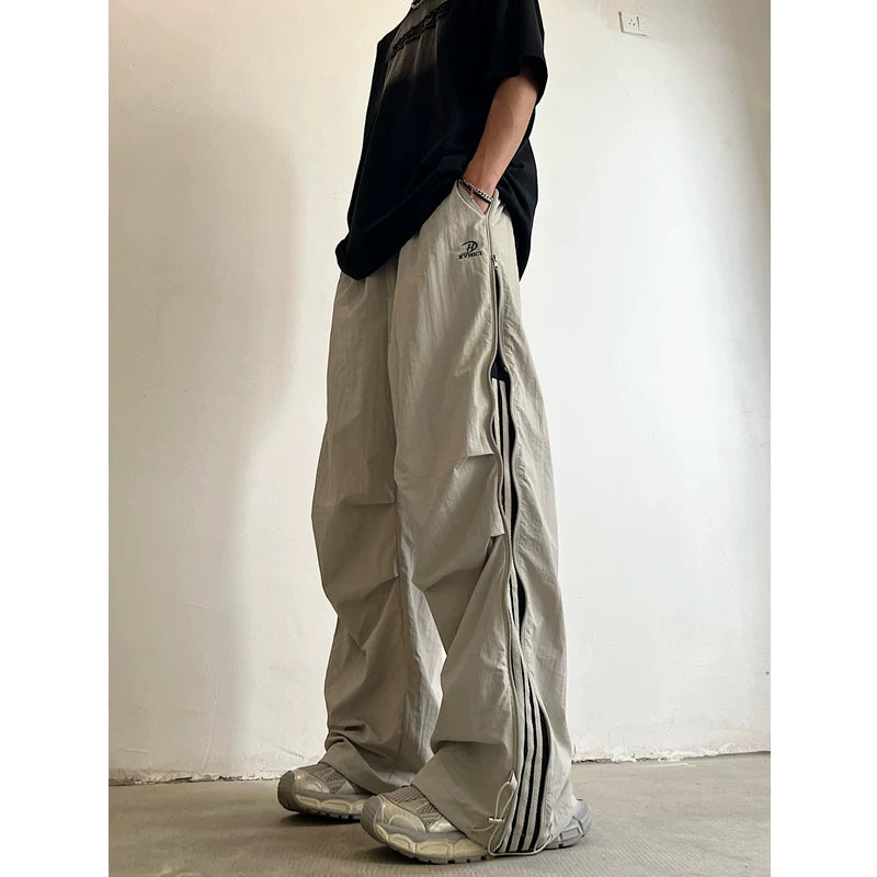 NYLON BASE ZIP LINE DESIGN PANTS MNW2096