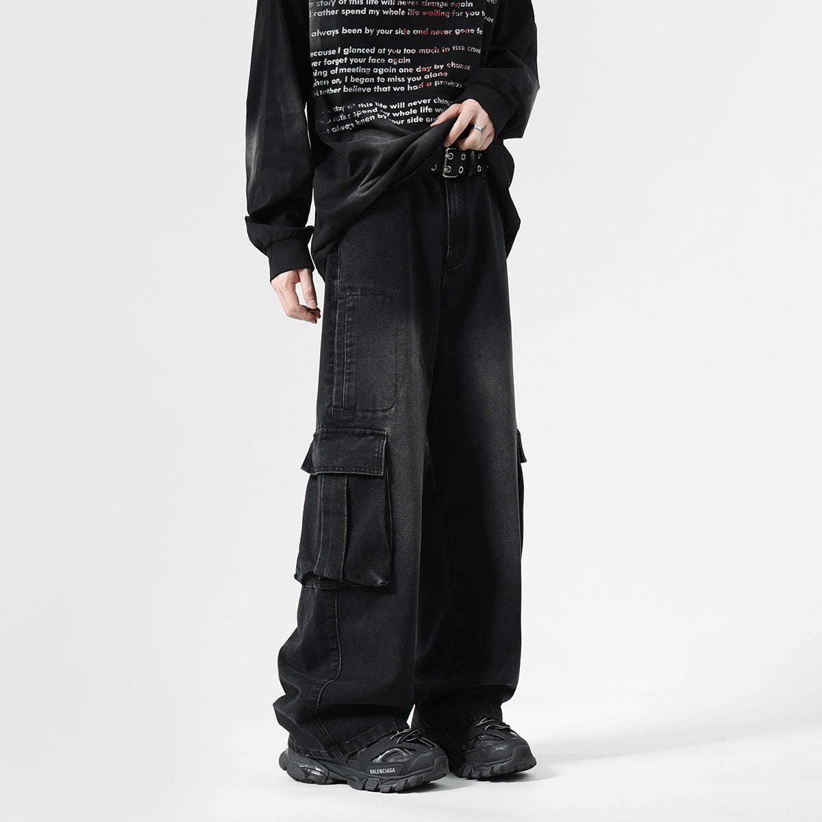 BIG POCKET LOOSE WIDE LEG LONG JEANS MNW1936