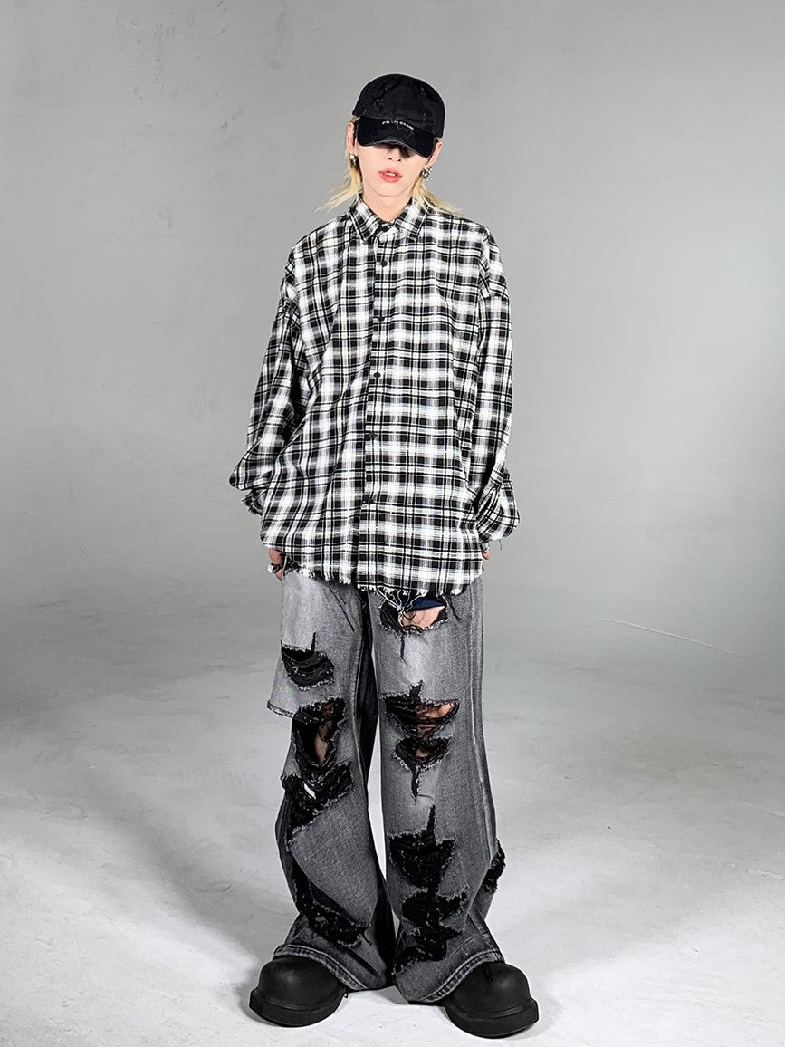 DESTRUCTIVE HOLE DENIM MNW920