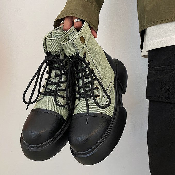 BACK ZIP LACE UP BOOTS MNW1246