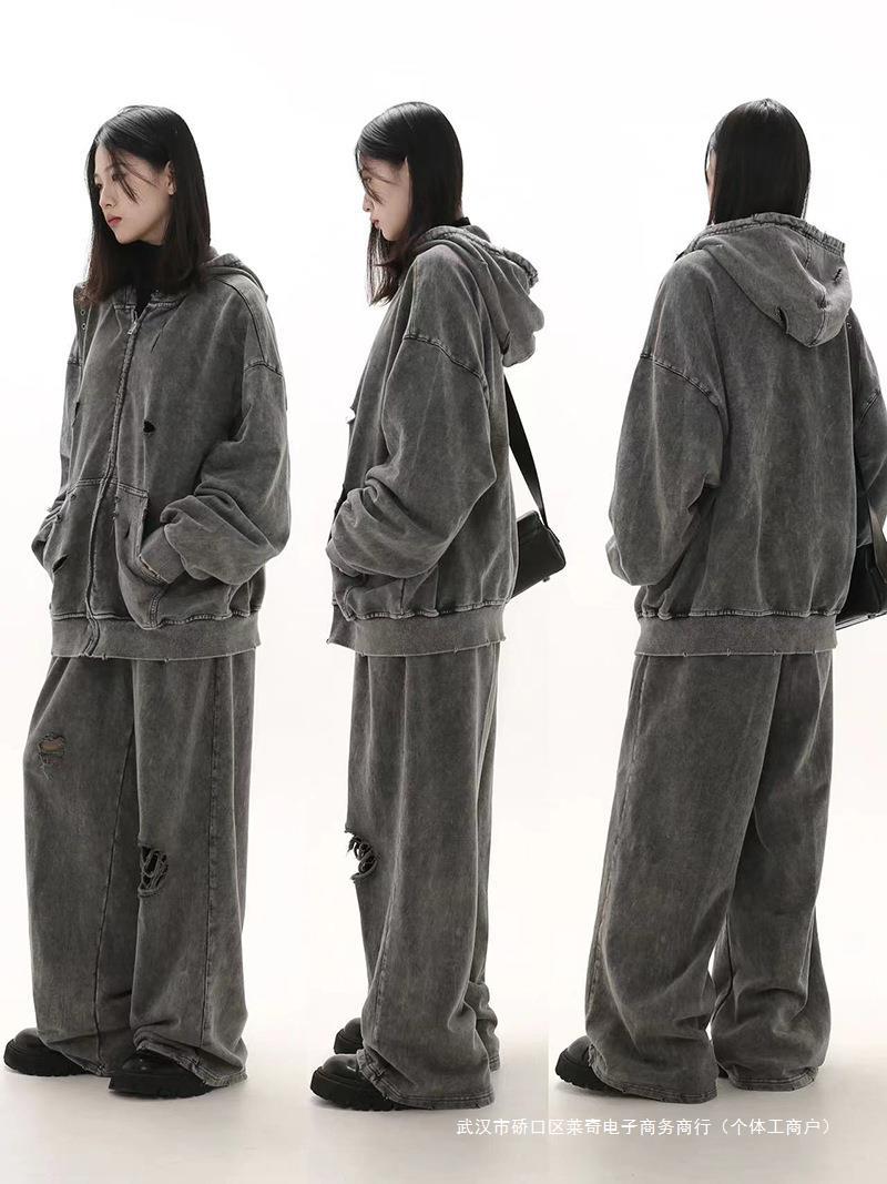 LOOSE RETRO ZIP HOODIE WITH HOOD MNW1938