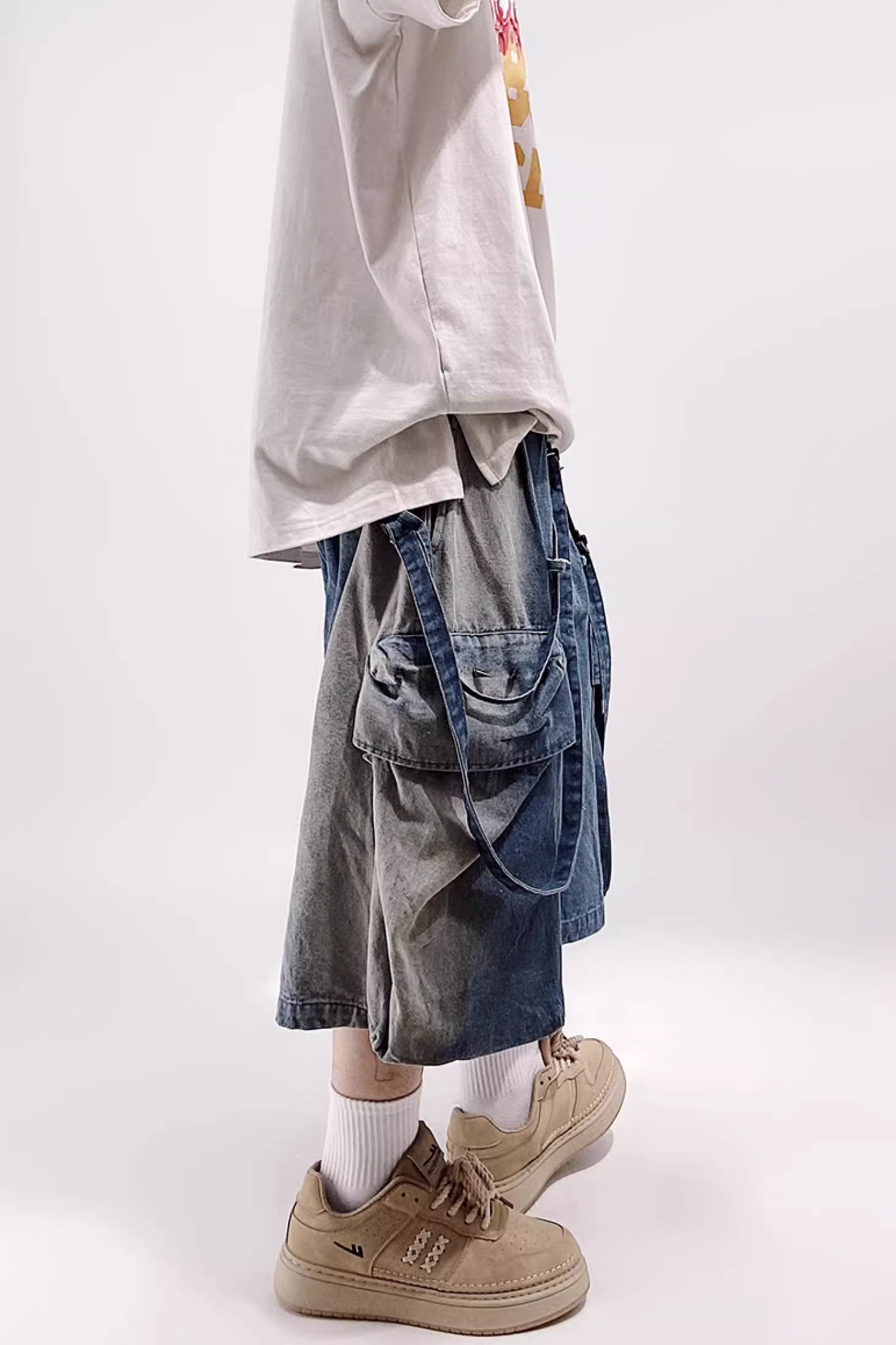 DENIM SHORT CARGO PANTS MNW660