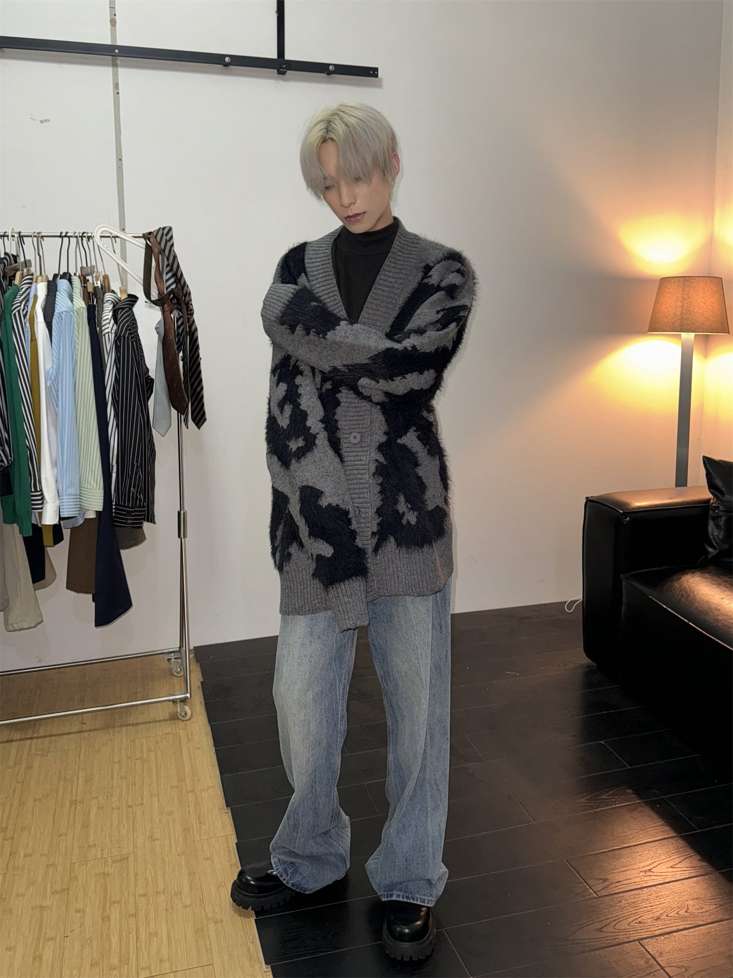 PARTIAL HAIR CARDIGAN MNW1646