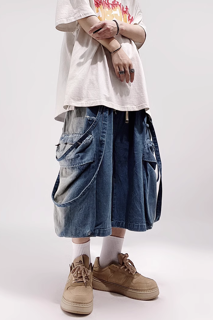 DENIM SHORT CARGO PANTS MNW660
