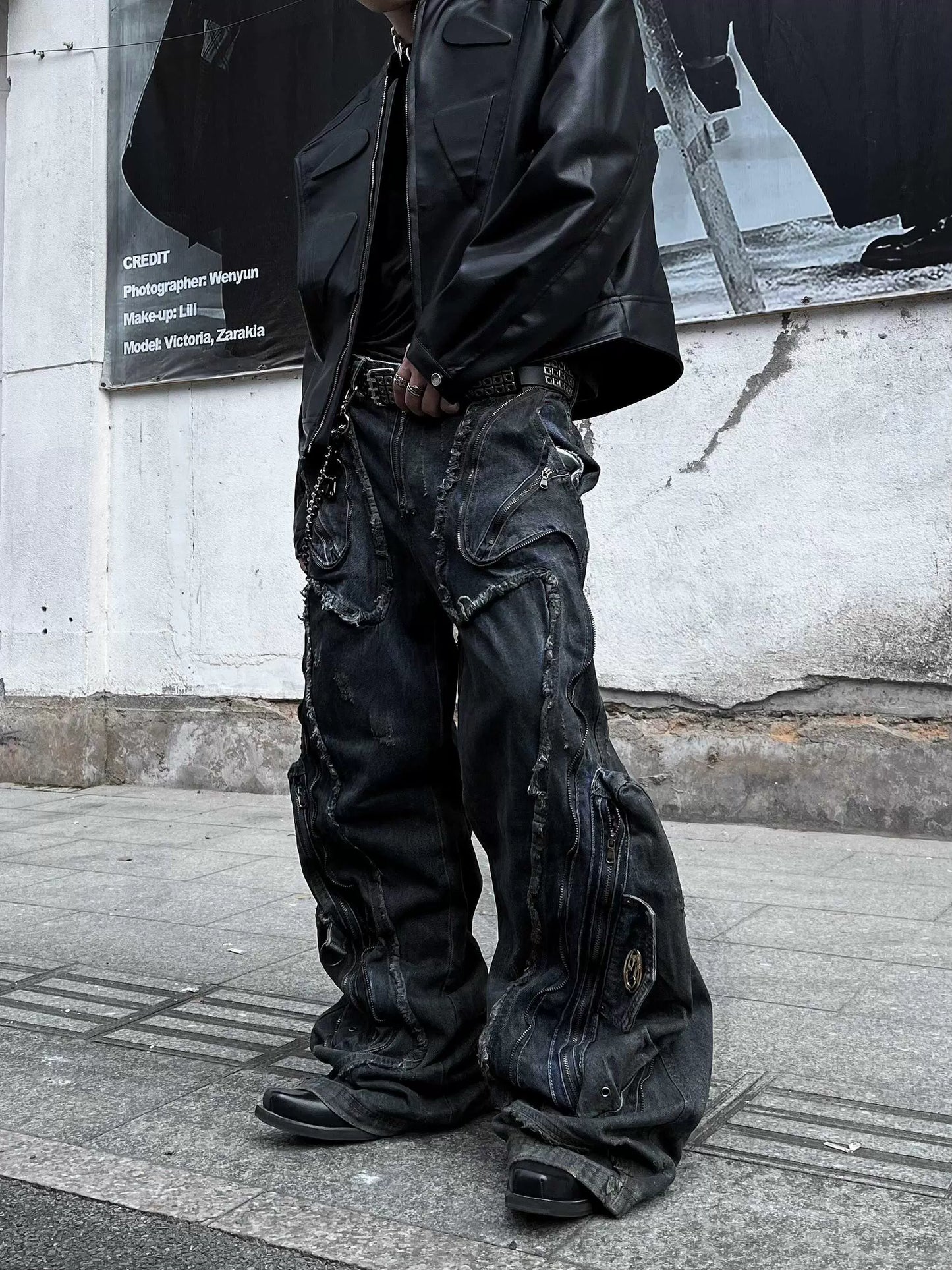 PATCHWORK CARGO DENIM PANTS MNW1973