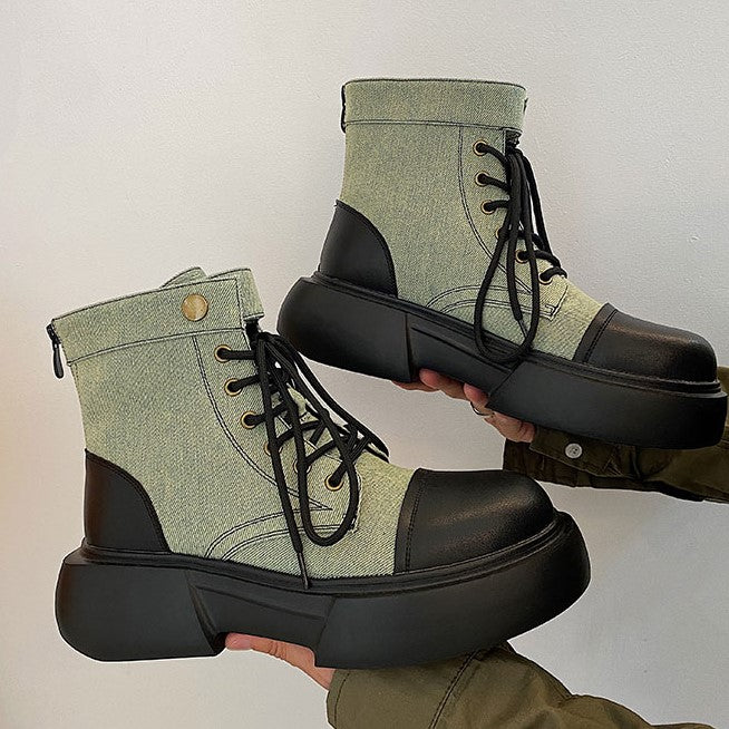 BACK ZIP LACE UP BOOTS MNW1246