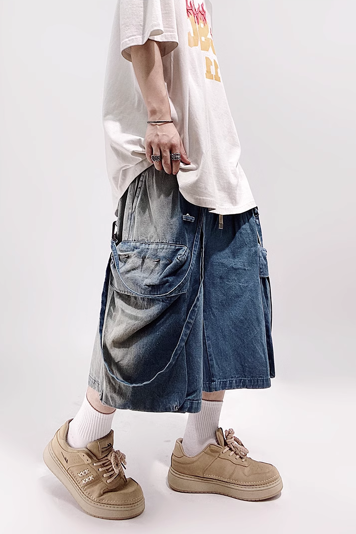 DENIM SHORT CARGO PANTS MNW660
