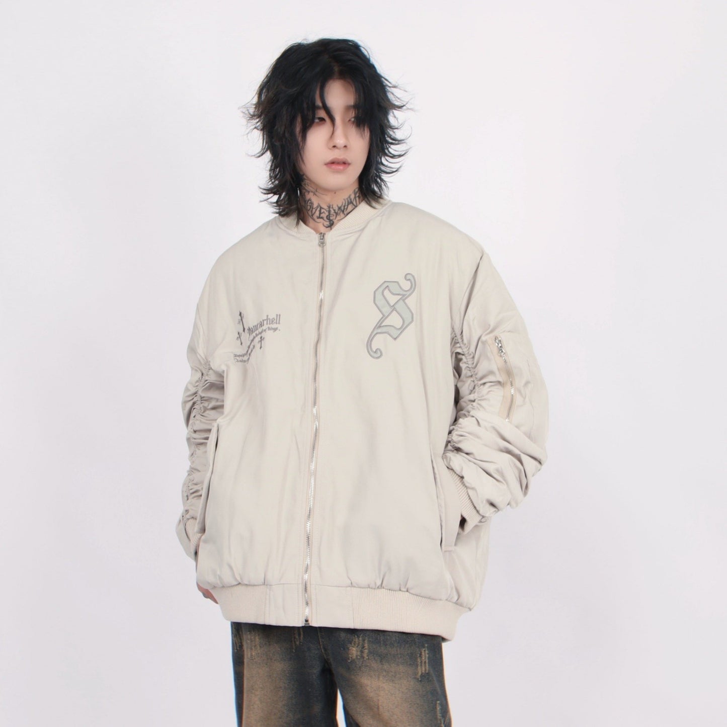 CROSS SHIRRING BLOUSON MNW1457