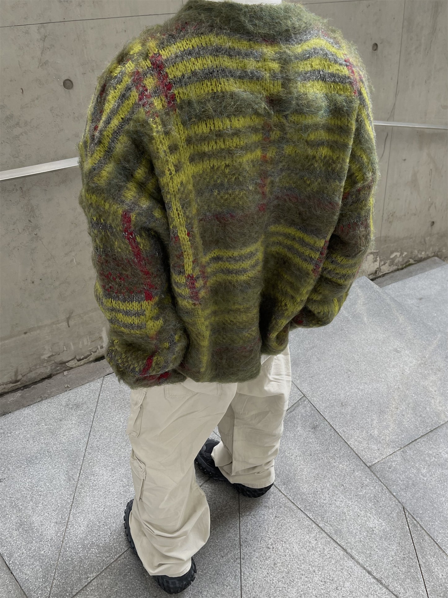 IRREGULAR CHECK CARDIGAN MNW1145