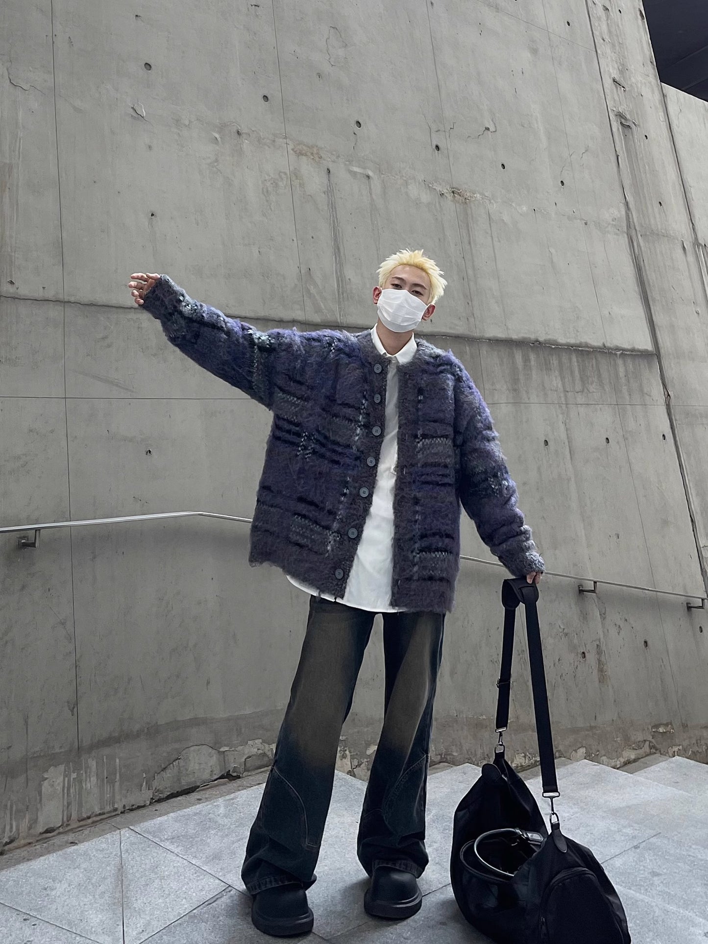 IRREGULAR CHECK CARDIGAN MNW1145
