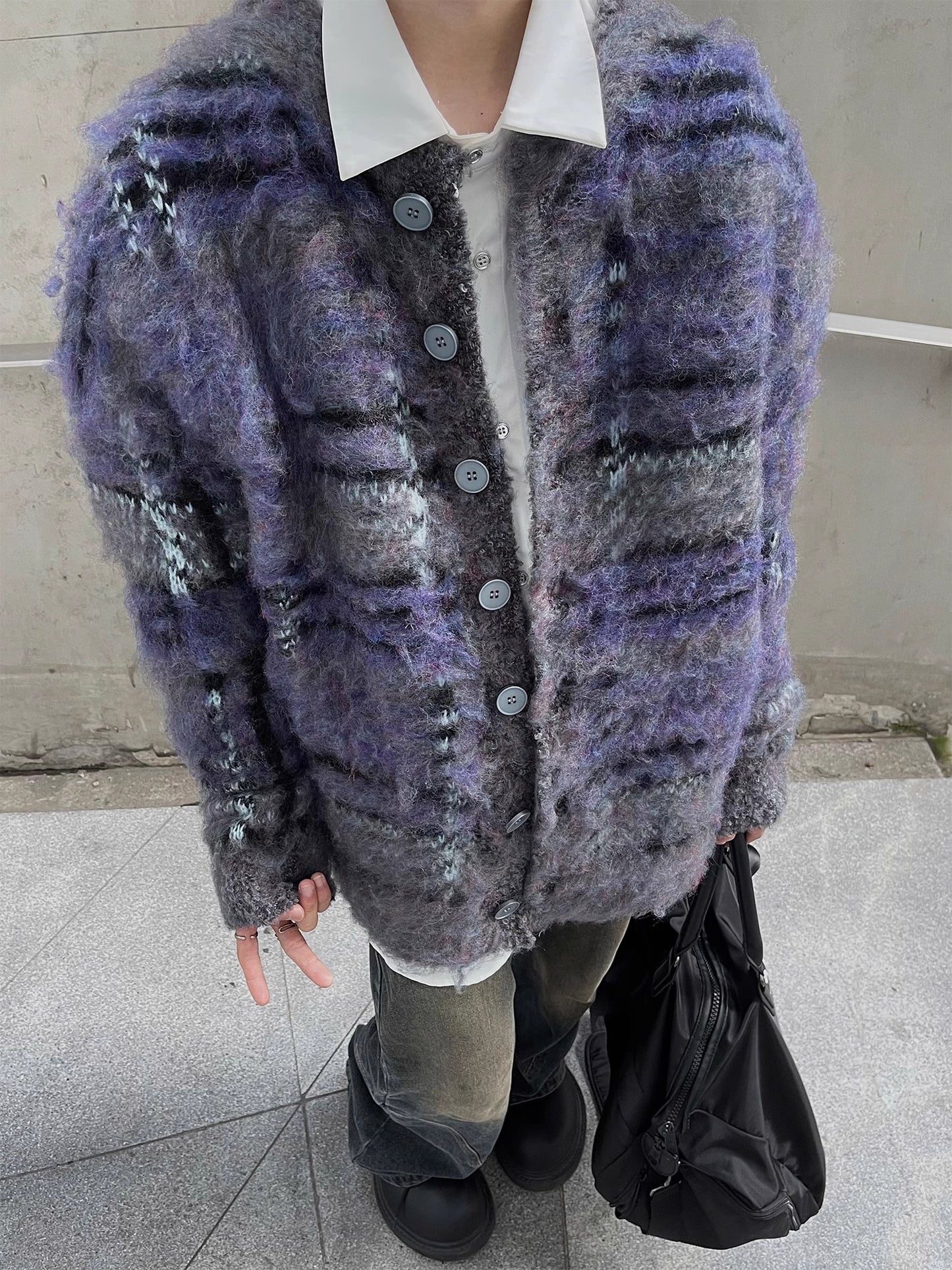 IRREGULAR CHECK CARDIGAN MNW1145