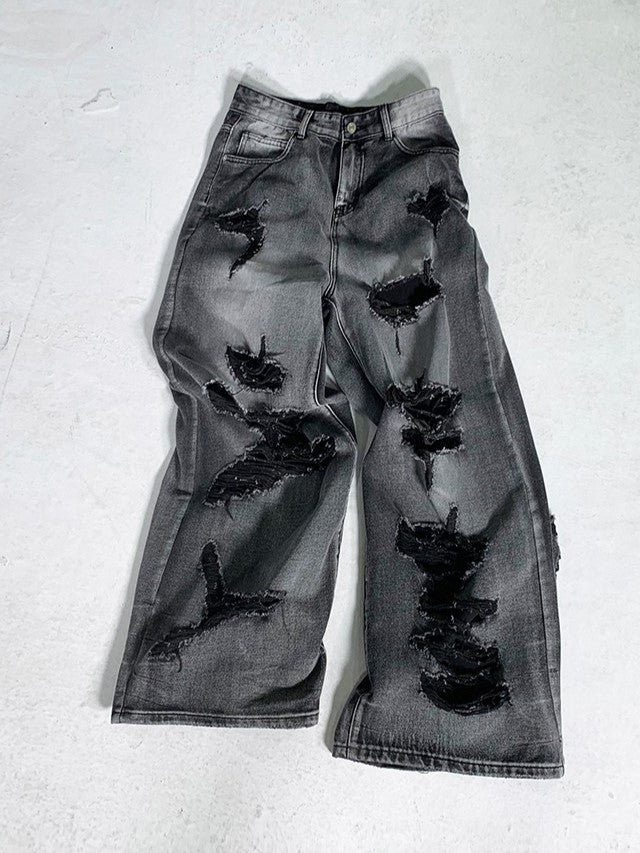 DESTRUCTIVE HOLE DENIM MNW920