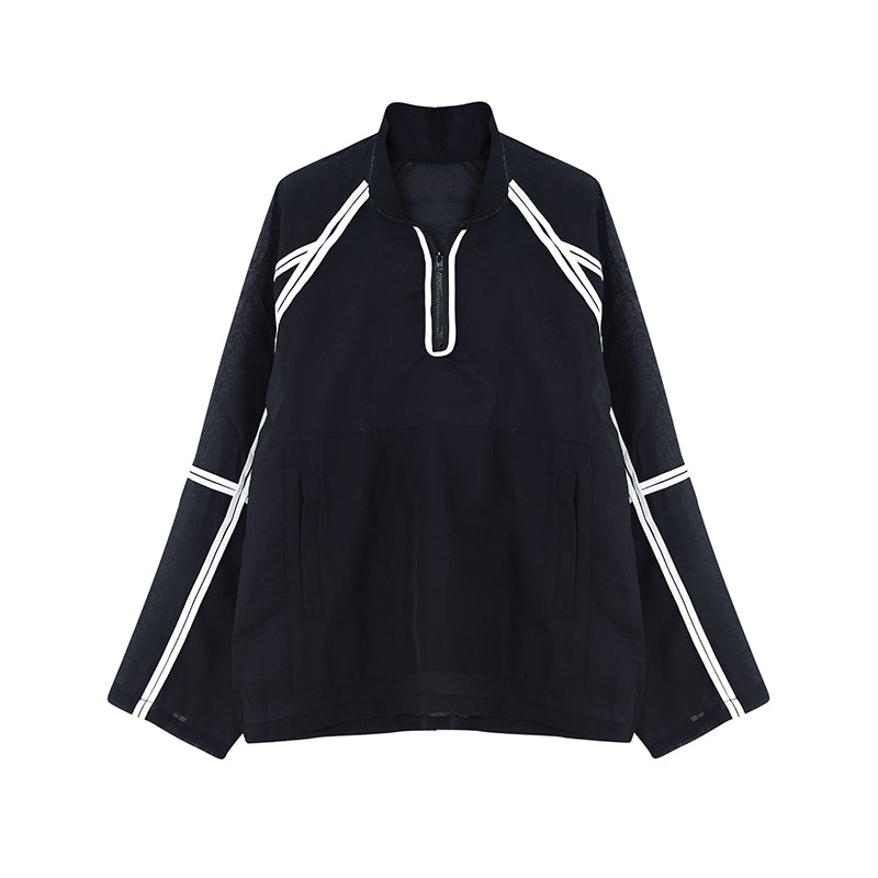 SHEER PIPING HALF ZIP PO MNW538