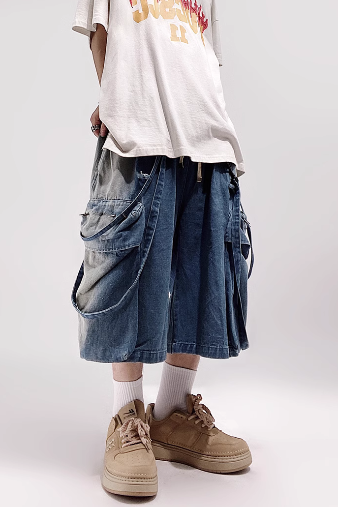 DENIM SHORT CARGO PANTS MNW660