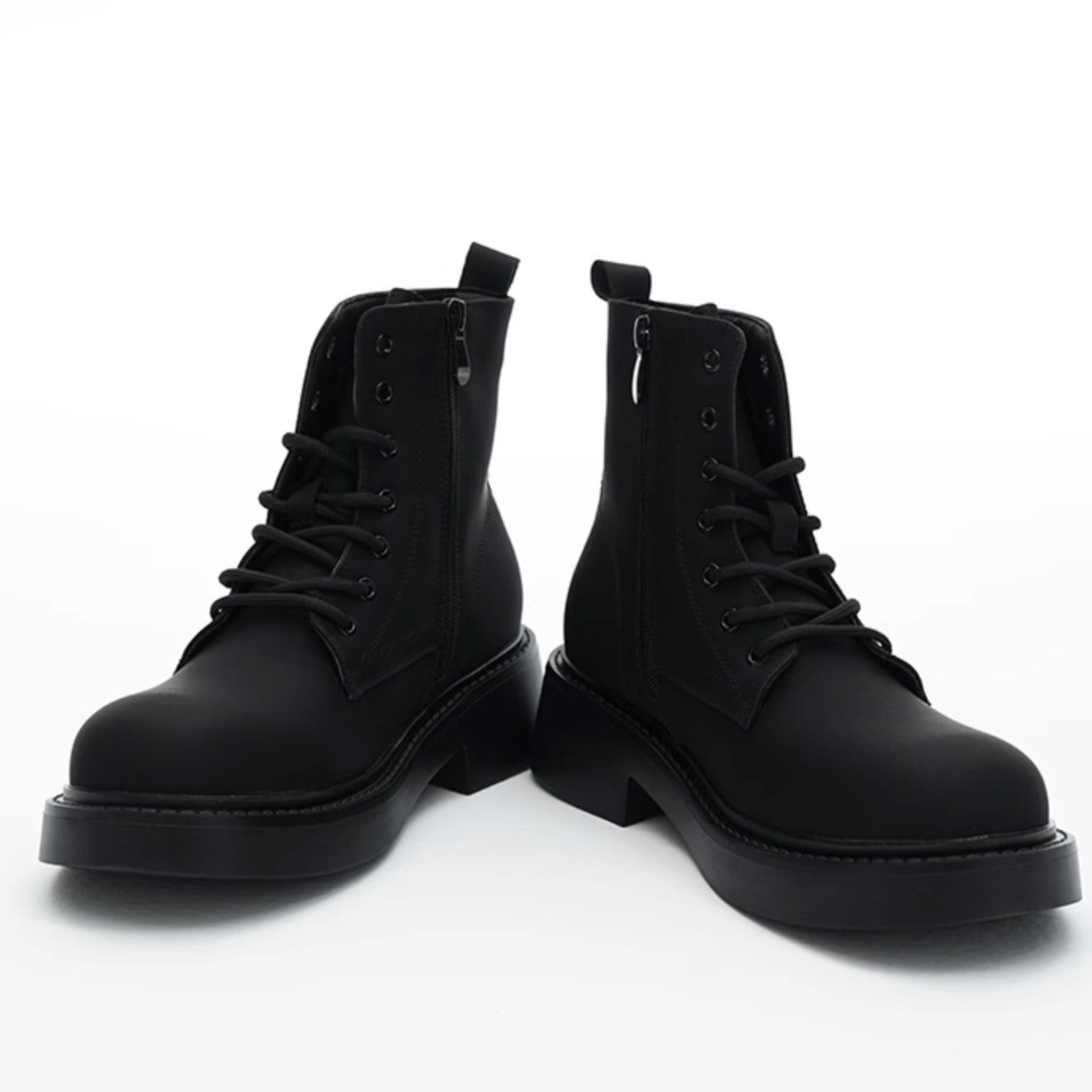 SIDE ZIP LACE UP BLACK BOOTS MNW1514