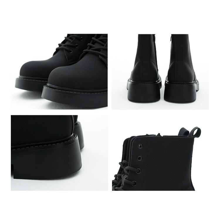 SIDE ZIP LACE UP BLACK BOOTS MNW1514