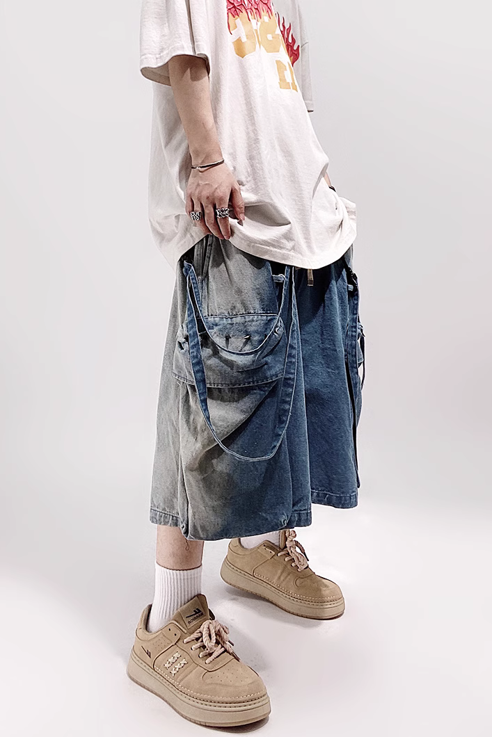 DENIM SHORT CARGO PANTS MNW660