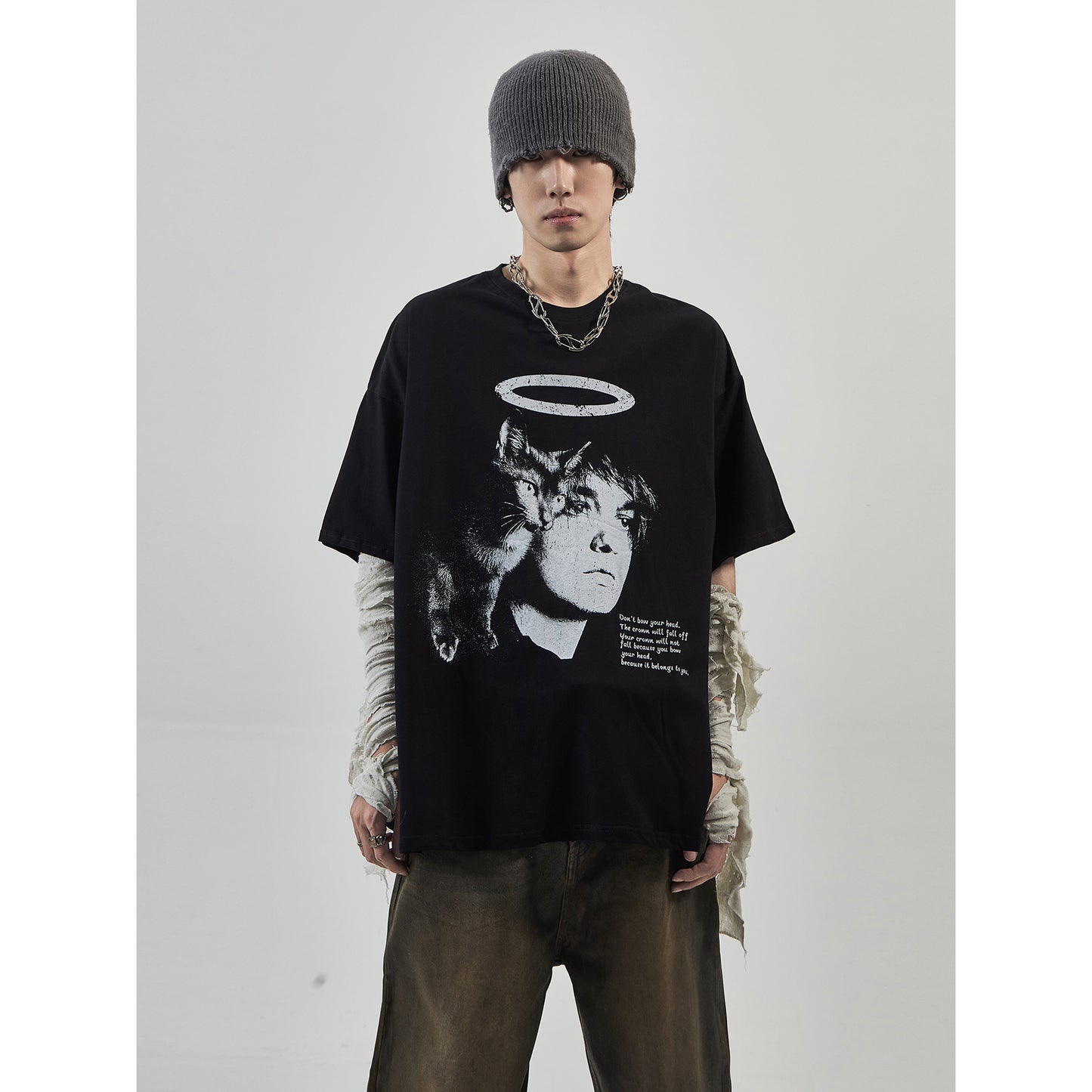 PRINTED SLOGAN T-SHIRT MNW1815
