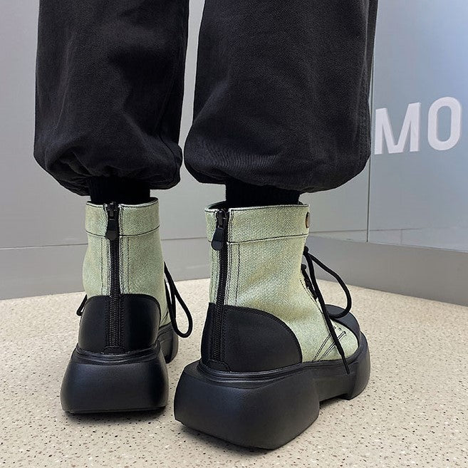 BACK ZIP LACE UP BOOTS MNW1246