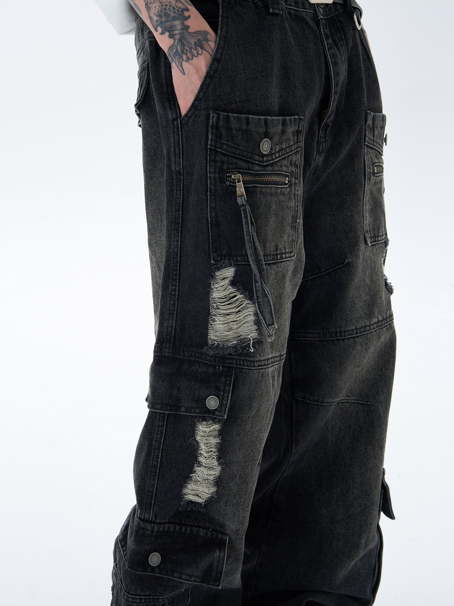 FRAYED POCKET WORK DENIM MNW1804