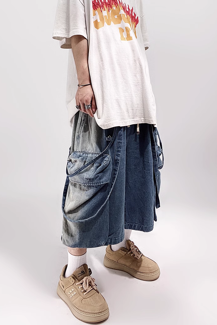 DENIM SHORT CARGO PANTS MNW660