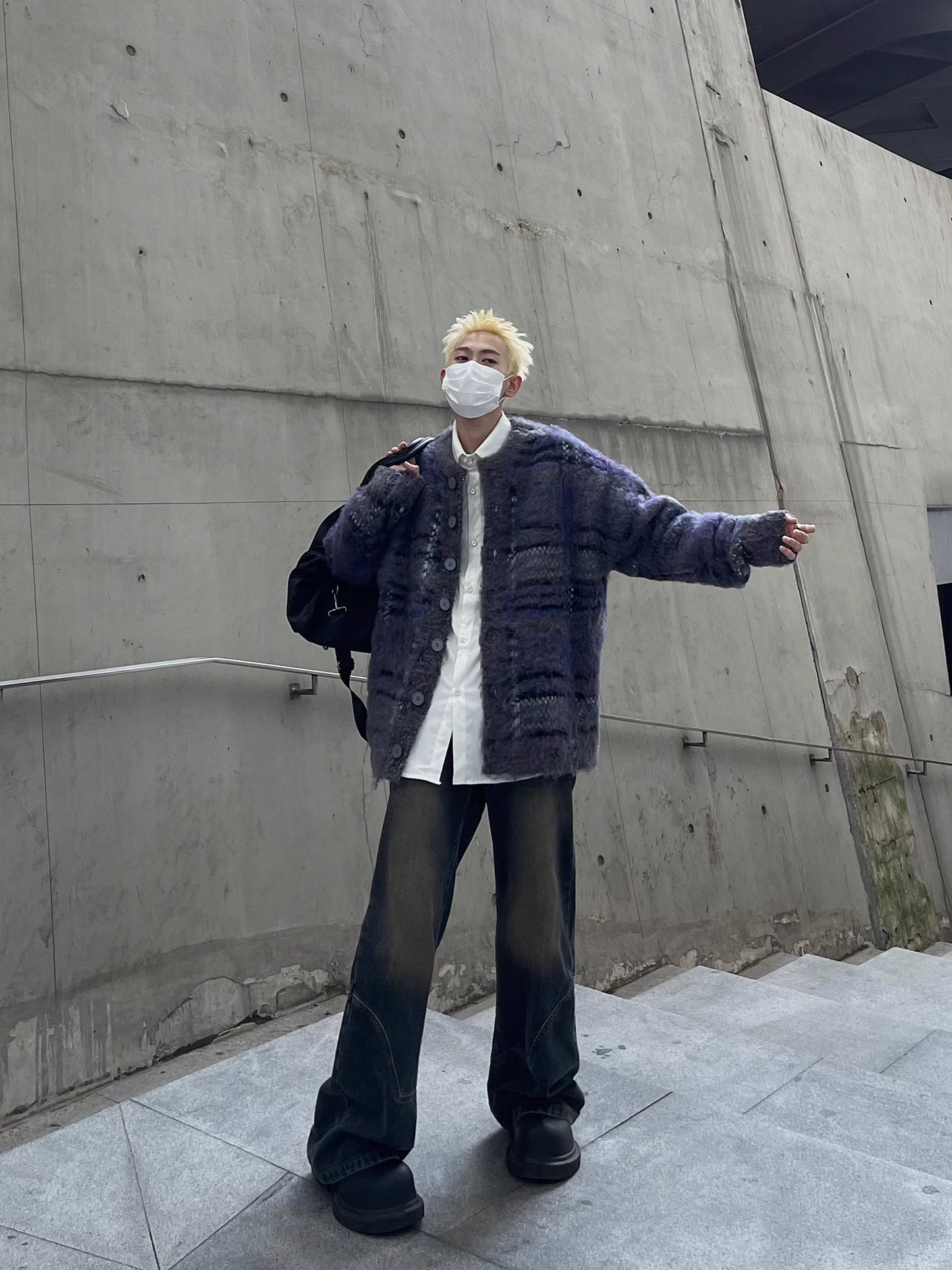 IRREGULAR CHECK CARDIGAN MNW1145