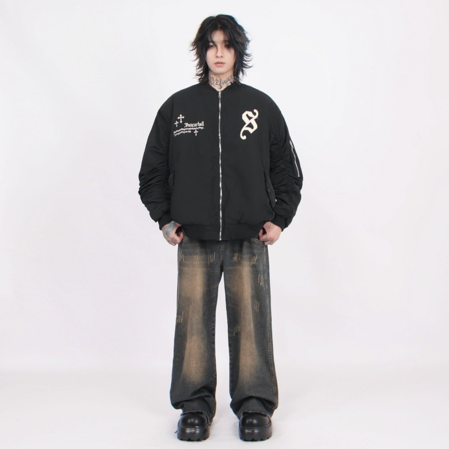 CROSS SHIRRING BLOUSON MNW1457