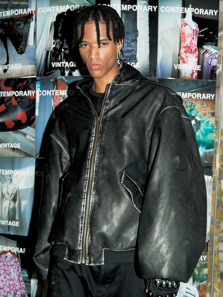 HEAVY-DUTY LEATHER HOODED JACKET MNW2001