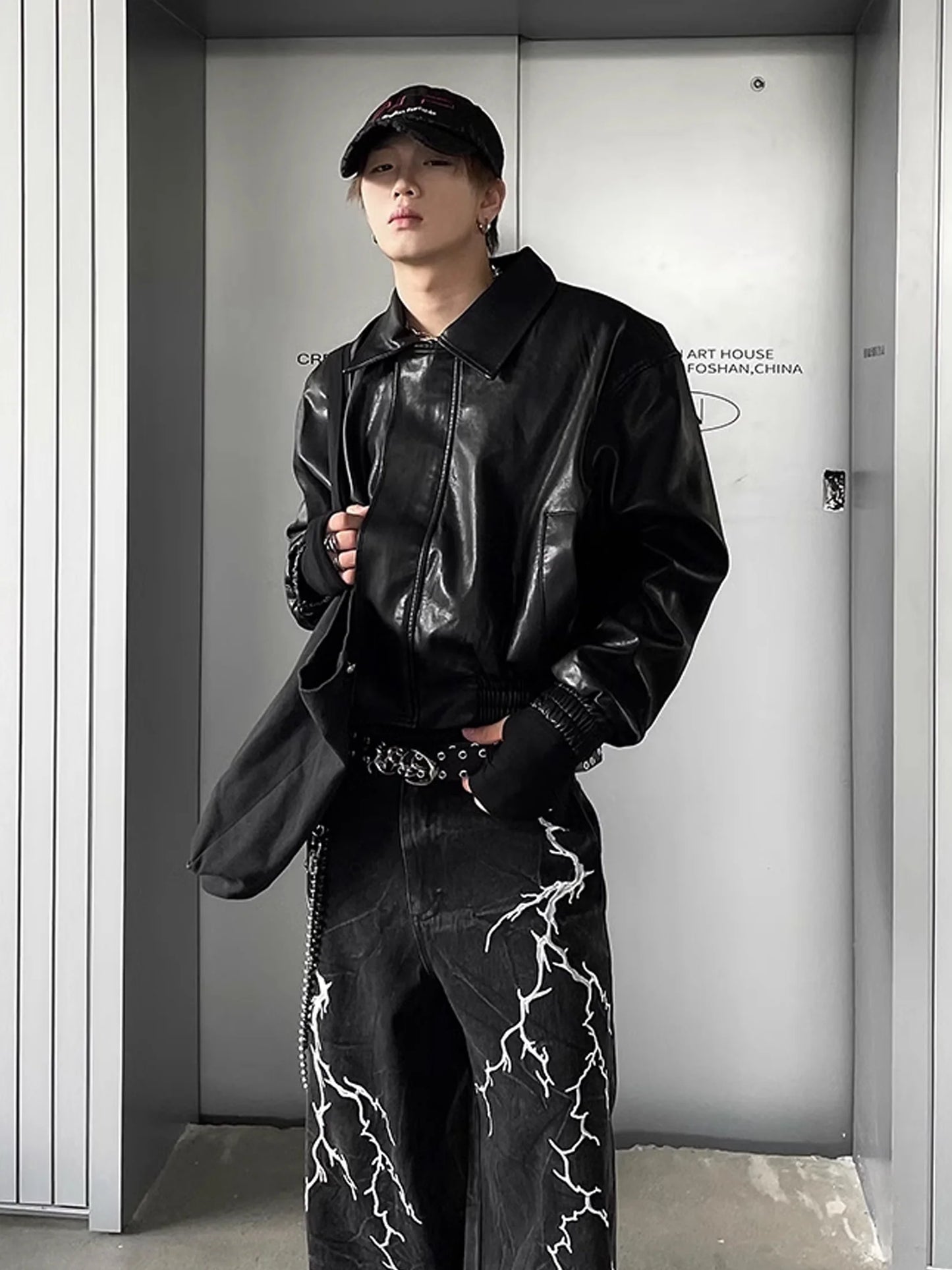 ZIP-UP LEATHER COLLAR JACKET MNW1988