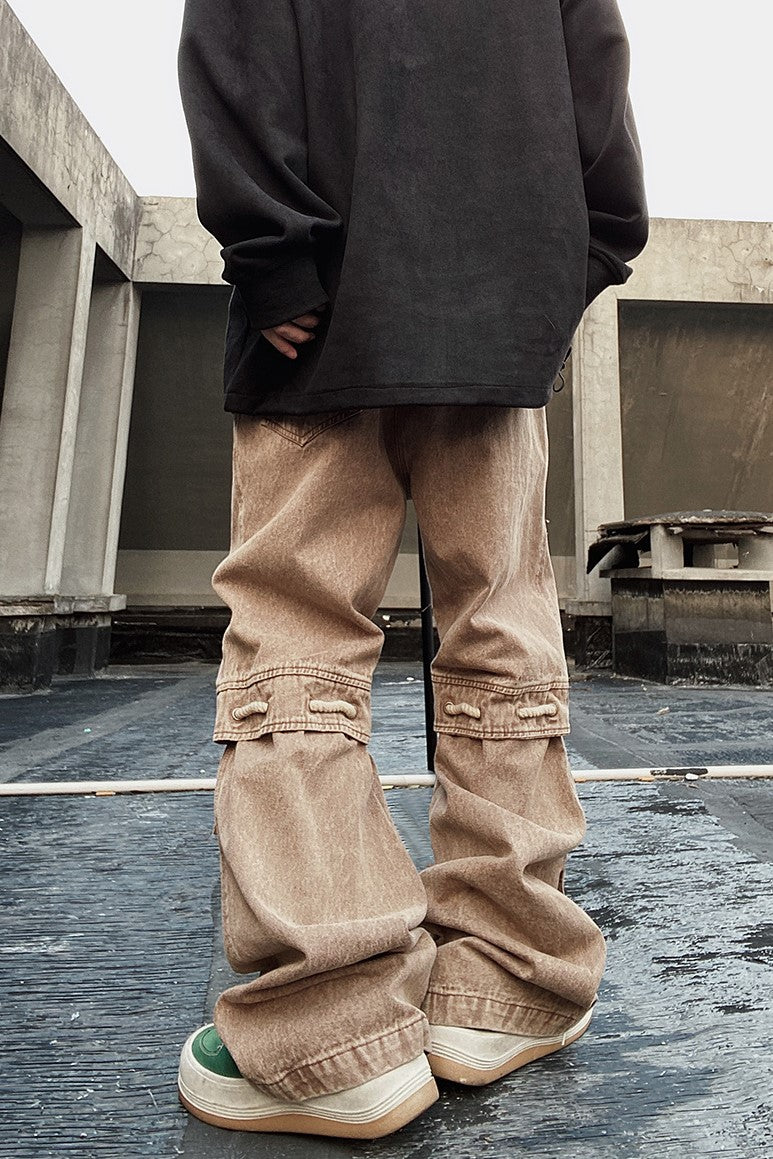 DISCOLORED DENIM CARGO PANTS MNW173