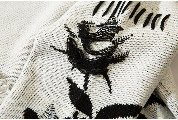 ROSE DAMAGE KNIT MNW137