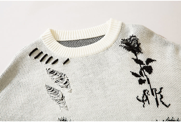 ROSE DAMAGE KNIT MNW137