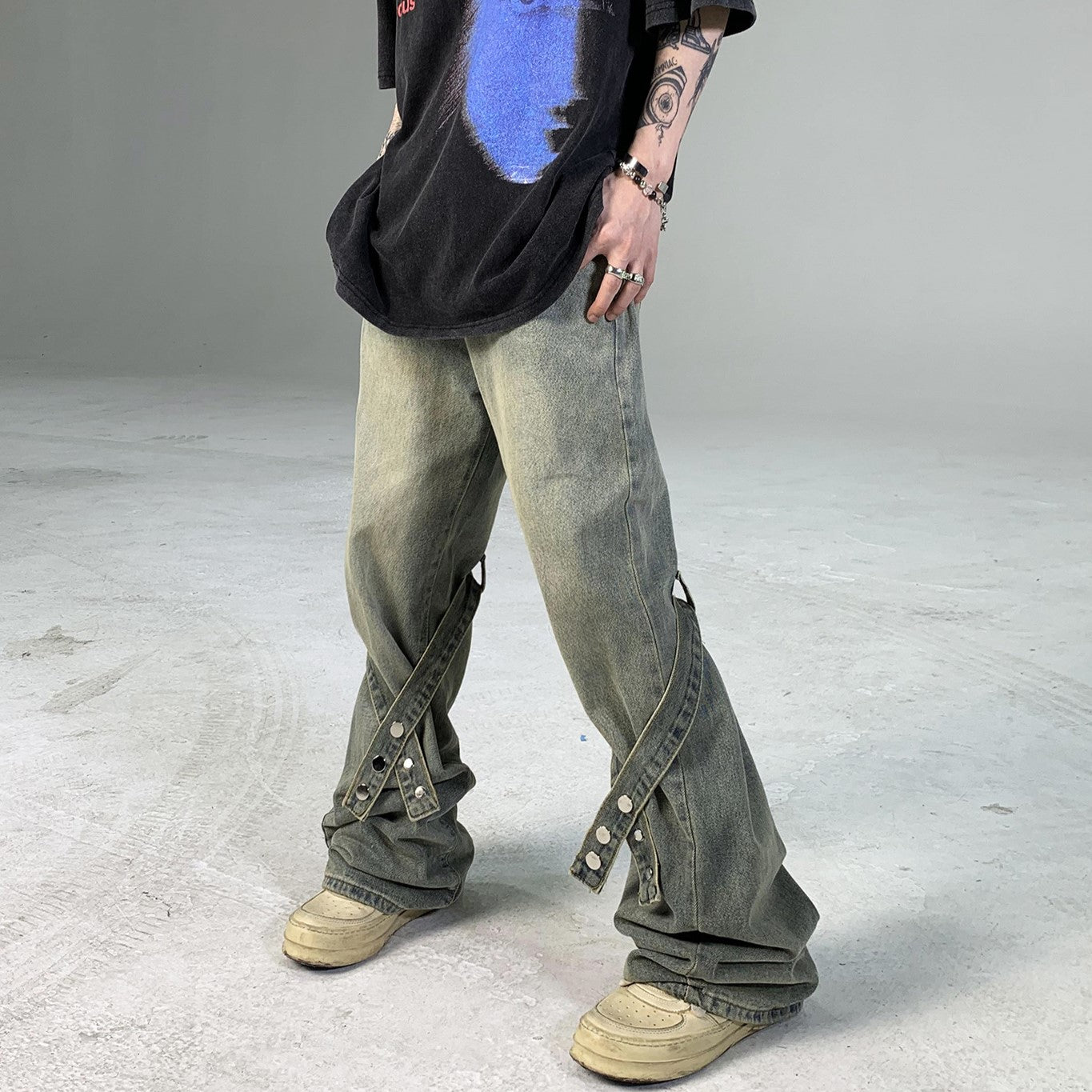 CROSS TAPE DENIM PANTS MNW95