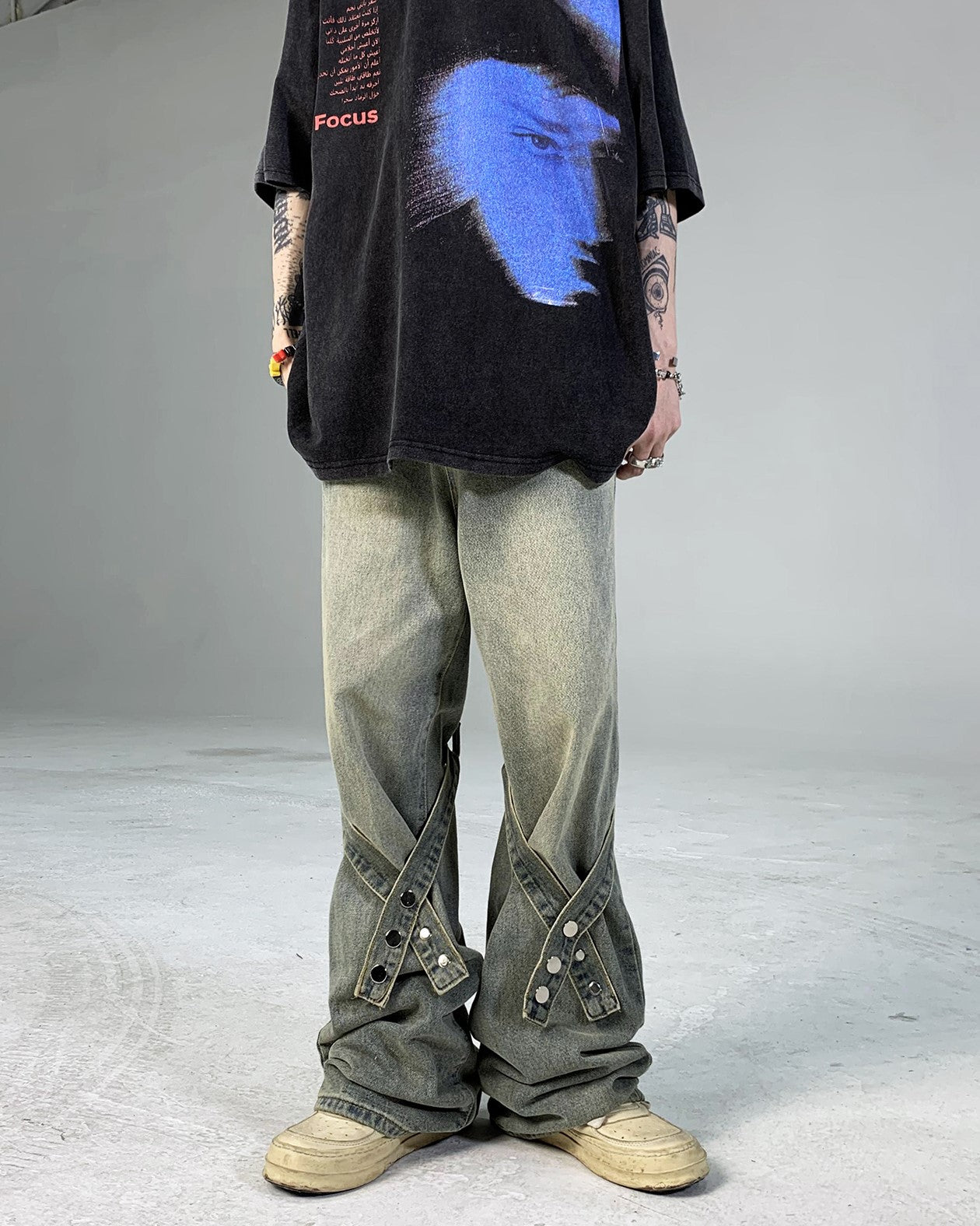 CROSS TAPE DENIM PANTS MNW95