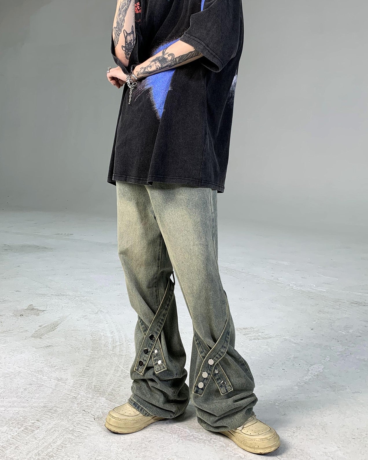 CROSS TAPE DENIM PANTS MNW95