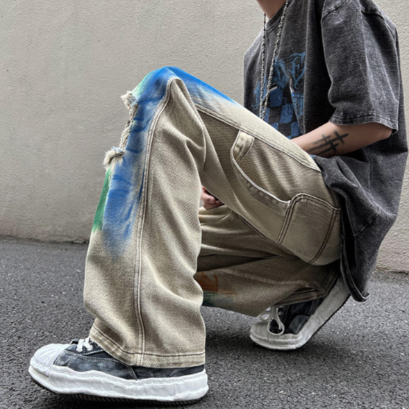 DAMAGE PAINT DENIM PANTS M030