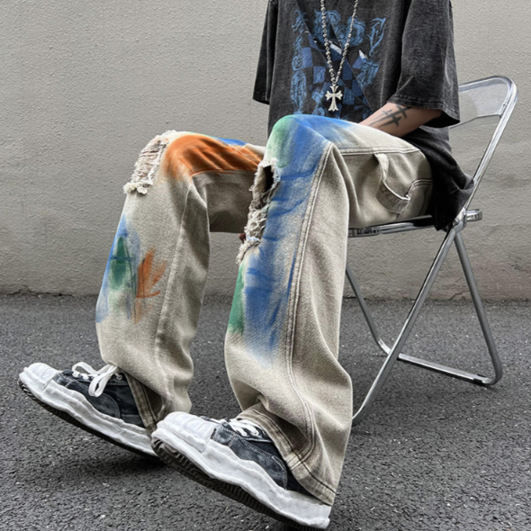 DAMAGE PAINT DENIM PANTS M030
