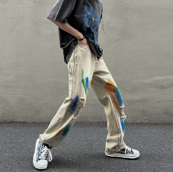 DAMAGE PAINT DENIM PANTS M030